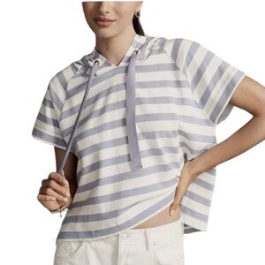 Anthropologie NWT Rugby Cropped Striped Hoodie Sweater Top Size XS Maeve